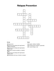 Relapse Prevention Crossword Puzzle