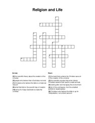 Religion and Life Crossword Puzzle