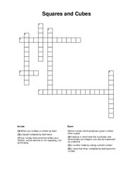 Squares and Cubes Crossword Puzzle