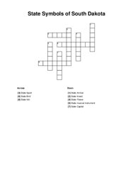 State Symbols of South Dakota Crossword Puzzle