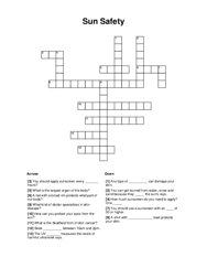 Sun Safety Crossword Puzzle
