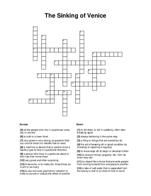 The Sinking of Venice Crossword Puzzle