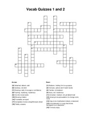 Vocab Quizzes 1 and 2 Crossword Puzzle