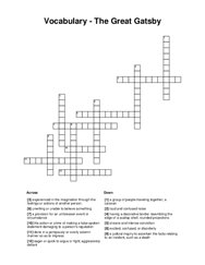 Vocabulary - The Great Gatsby Crossword Puzzle