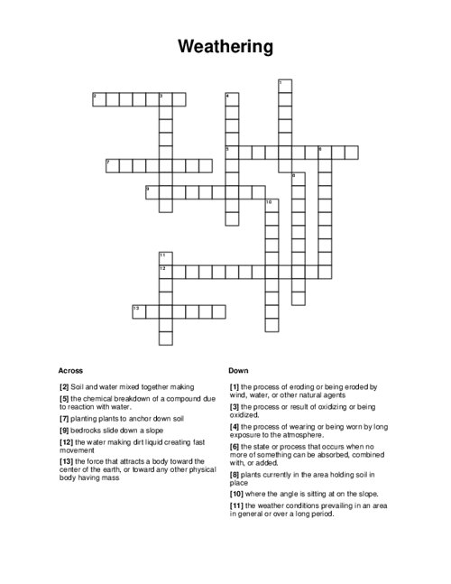 Weathering Crossword Puzzle