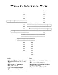 Wheres the Water Science Words Crossword Puzzle
