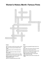 Womens History Month: Famous Firsts Crossword Puzzle