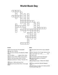 World Book Day Crossword Puzzle