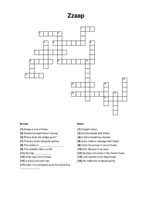 Zzaap Crossword Puzzle