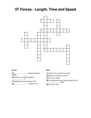 3T Forces - Length, Time and Speed Crossword Puzzle