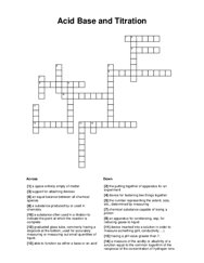 Acid Base and Titration Crossword Puzzle
