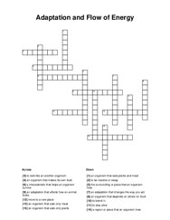 Adaptation and Flow of Energy Crossword Puzzle