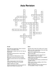 Asia Revision Crossword Puzzle