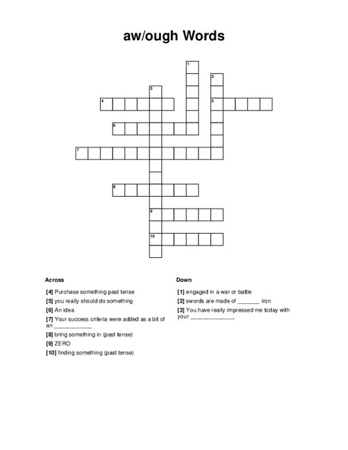 aw/ough Words Crossword Puzzle