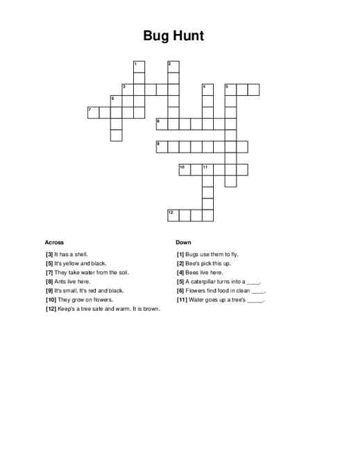 Bug Hunt Crossword Puzzle