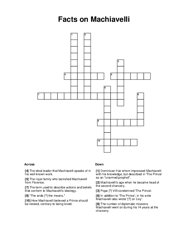 Facts on Machiavelli Crossword Puzzle