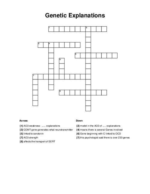 Genetic Explanations Crossword Puzzle