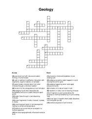Geology Crossword Puzzle