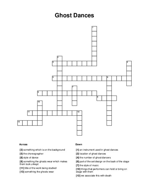 Ghost Dances Crossword Puzzle