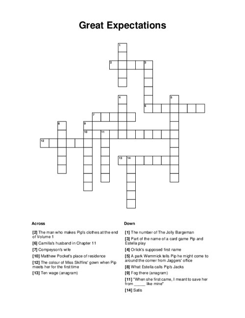 Great Expectations Crossword Puzzle