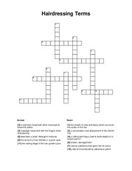 Hairdressing Terms Word Scramble Puzzle
