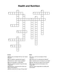 Health and Nutrition Crossword Puzzle