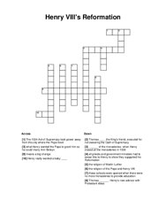 Henry VIIIs Reformation Crossword Puzzle