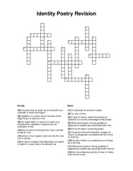 Identity Poetry Revision Crossword Puzzle