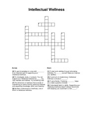 Intellectual Wellness Crossword Puzzle