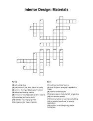 Interior Design: Materials Crossword Puzzle