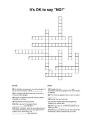 Its OK to say NO! Crossword Puzzle