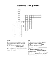 Japanese Occupation Crossword Puzzle