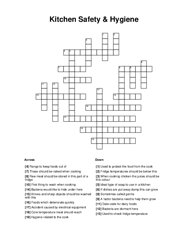 Kitchen Safety & Hygiene Crossword Puzzle