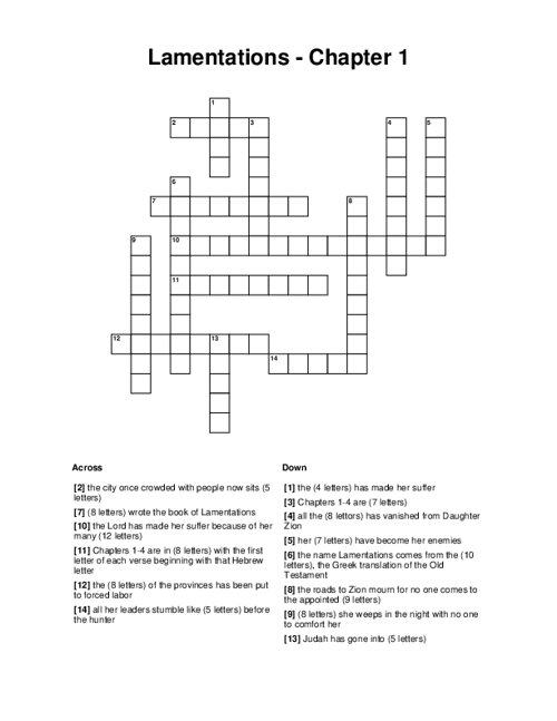 Lamentations Chapter 1 Crossword Puzzle