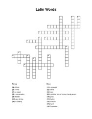 Latin Words Crossword Puzzle
