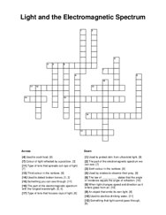 Light and the Electromagnetic Spectrum Crossword Puzzle