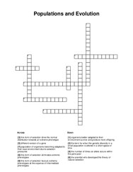 Populations and Evolution Crossword Puzzle