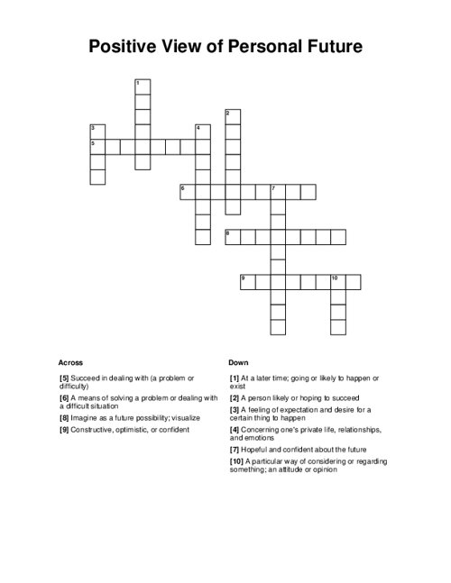 Positive View of Personal Future Crossword Puzzle