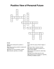 Positive View of Personal Future Crossword Puzzle