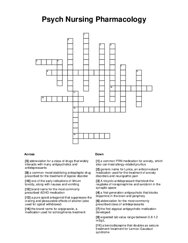 Psych Nursing Pharmacology Crossword Puzzle