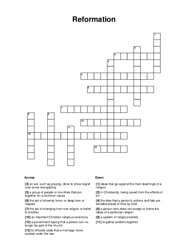 Reformation Crossword Puzzle