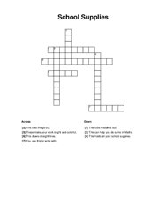 School Supplies Crossword Puzzle