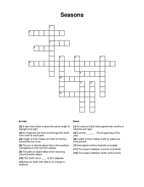 Seasons Crossword