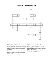 Sickle Cell Anemia Crossword Puzzle