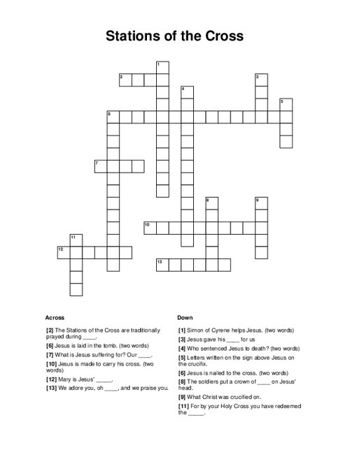 Stations of the Cross Crossword Puzzle