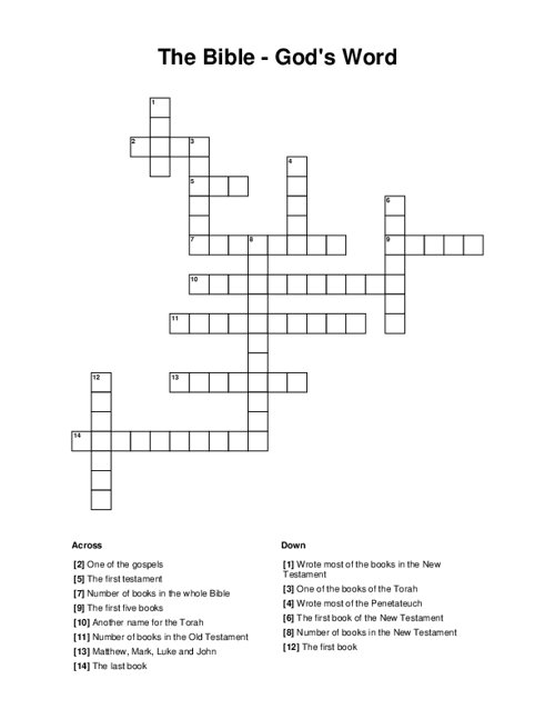 The Bible - God's Word Crossword Puzzle