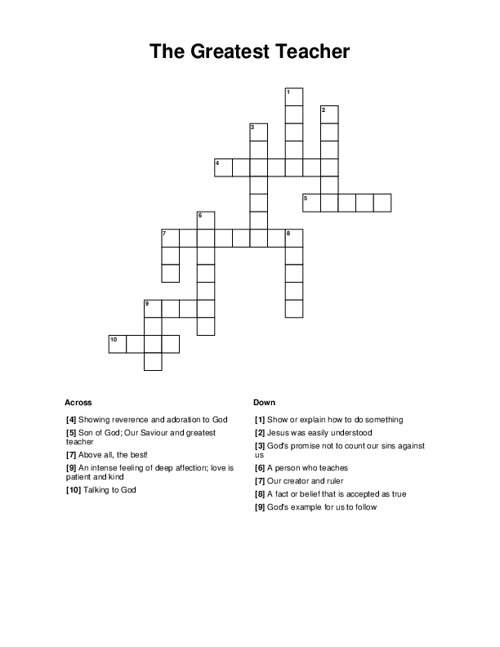 The Greatest Teacher Crossword Puzzle
