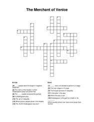 The Merchant of Venice Crossword Puzzle
