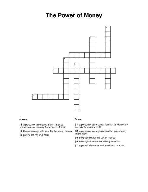 The Power of Money Crossword Puzzle