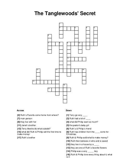 The Tanglewoods' Secret Crossword Puzzle